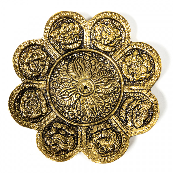 8 Glückssymbole gold - Räucherstäbchenhalter Metall